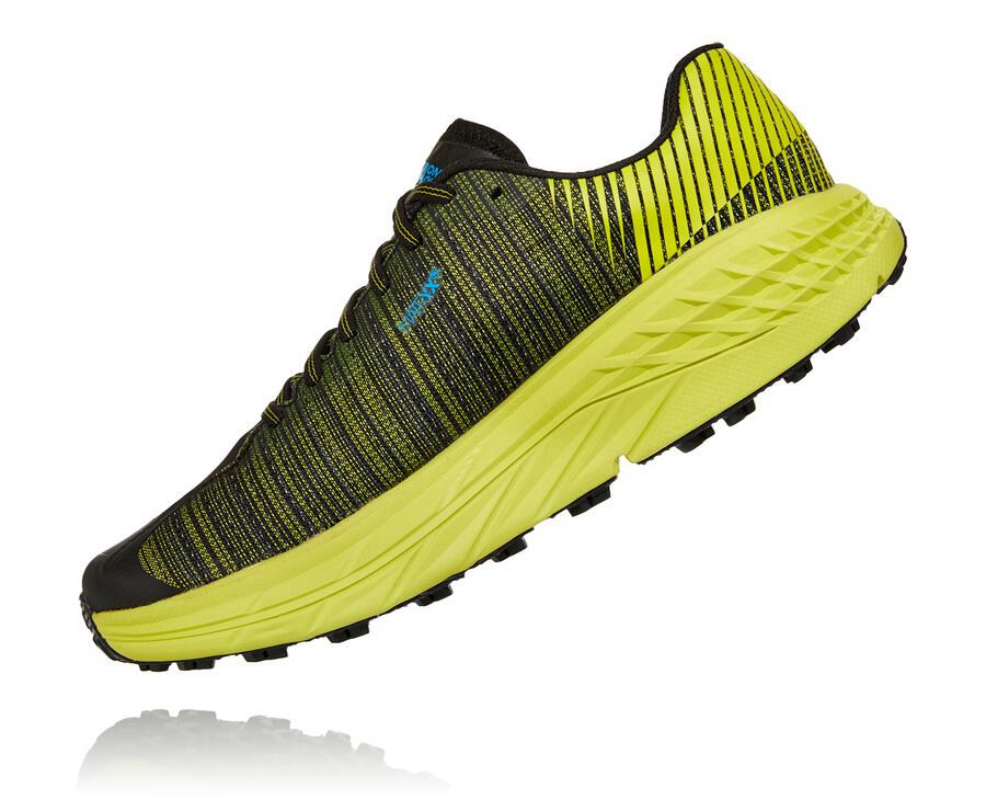 Hoka Australia One One Evo Speedgoat - Mens Trail Shoes Black/Green - QJREC-1489